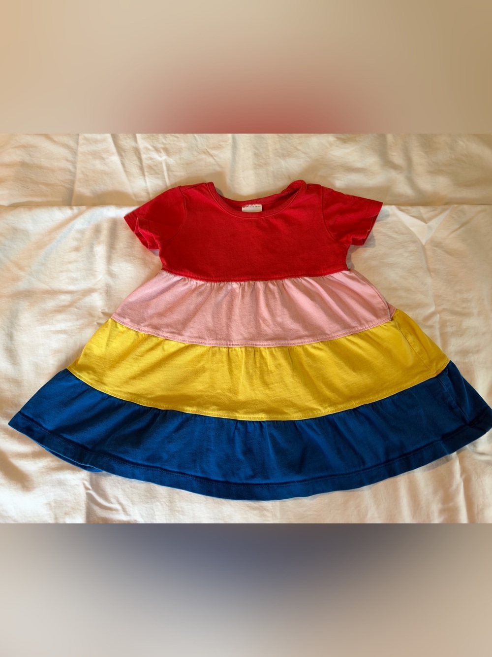 Hanna Andersson Tiered Colorblock Dress - Red, Pink, Yellow, Blue
